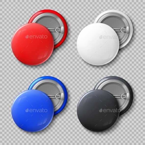Advertise Blank Color Round Metal Buttons - Man-made Objects Objects