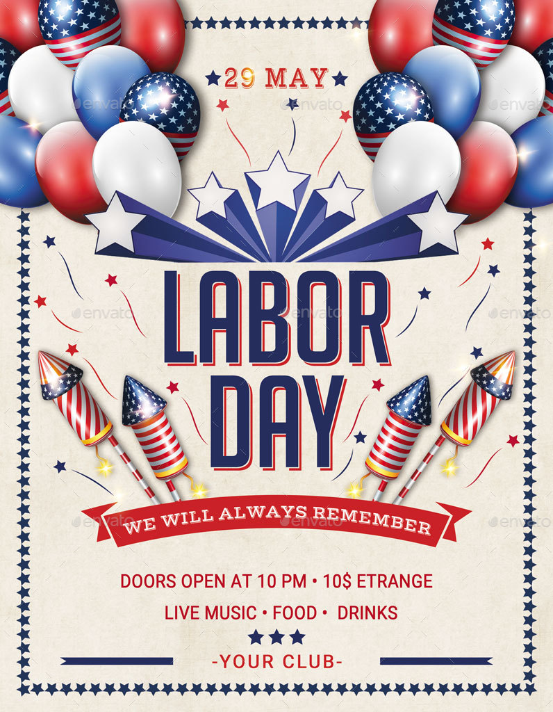 Memorial Day Labor Day 4th Of July Flyer And Poster by 