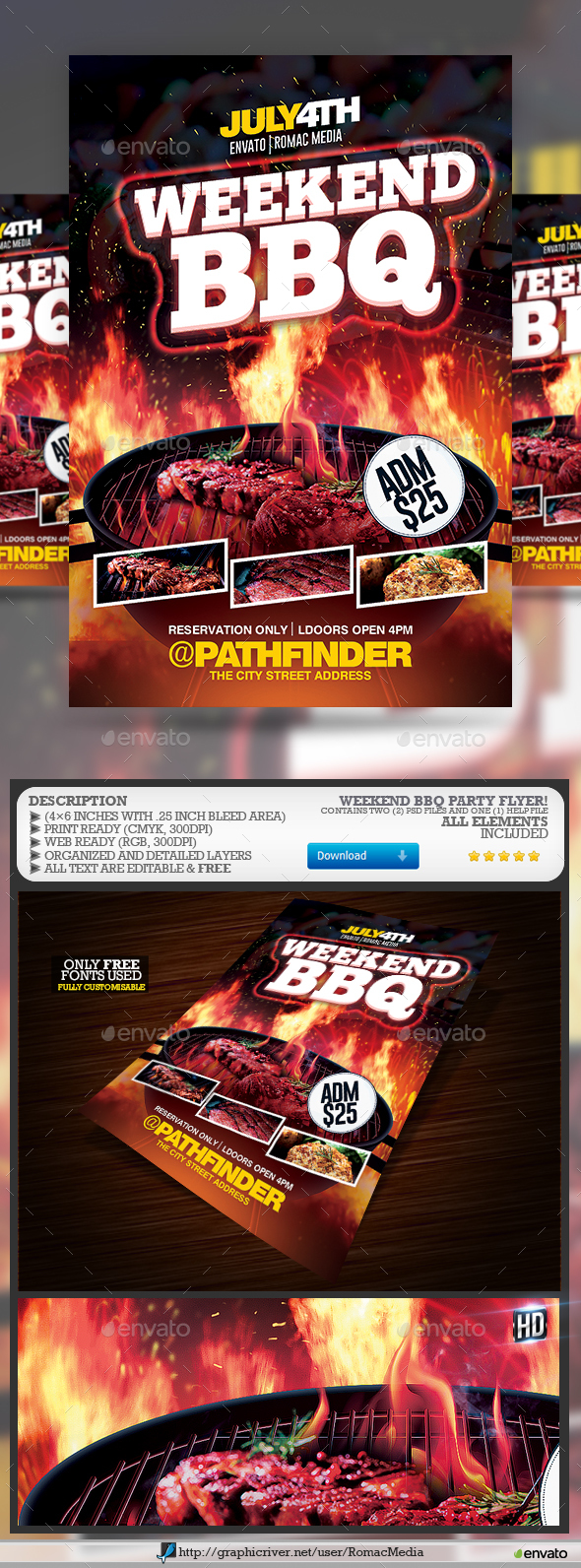 Weekend Barbecue BBQ Party Flyer - Events Flyers