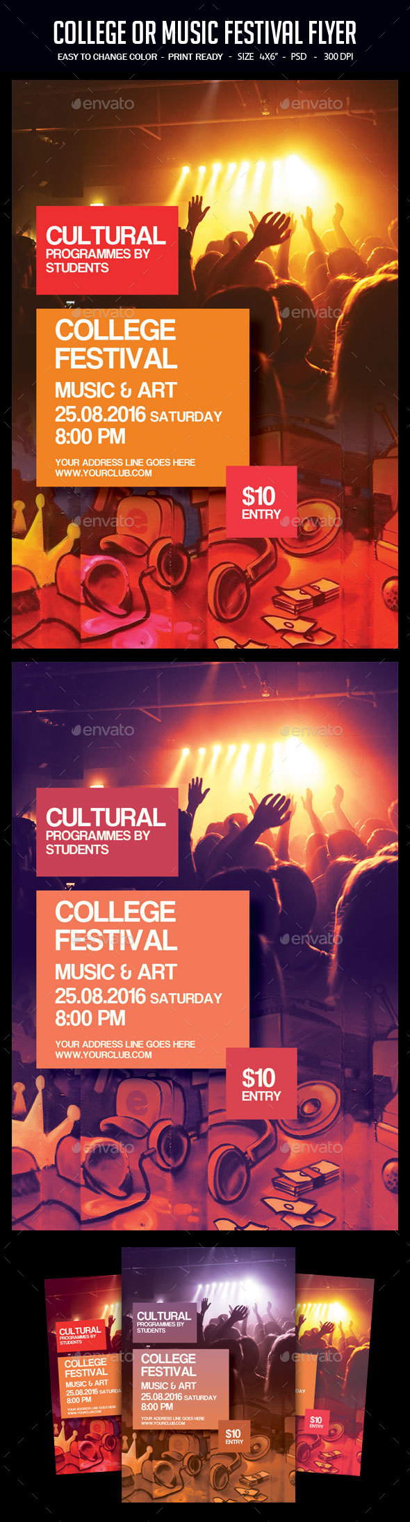 College Or Music Festival Flyer - Clubs & Parties Events