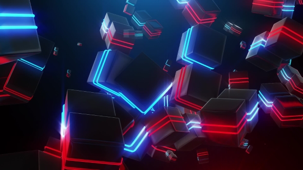 Abstract Blue and Red Neon Squares, Motion Graphics | VideoHive