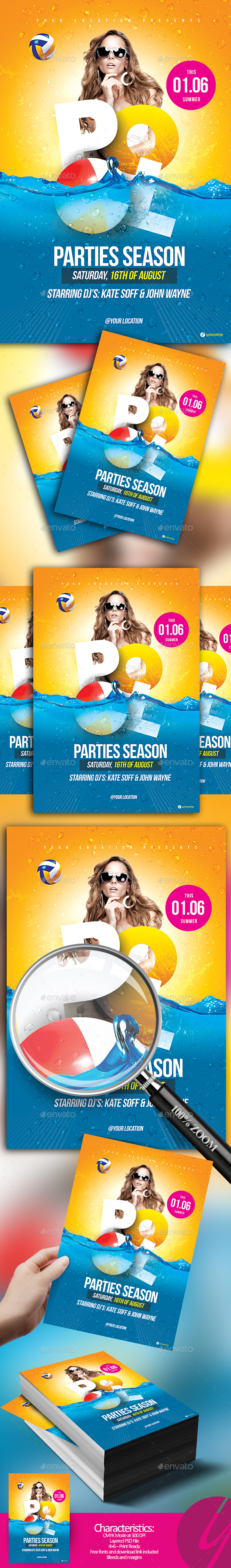Pool Parties Season Flyer - Clubs & Parties Events