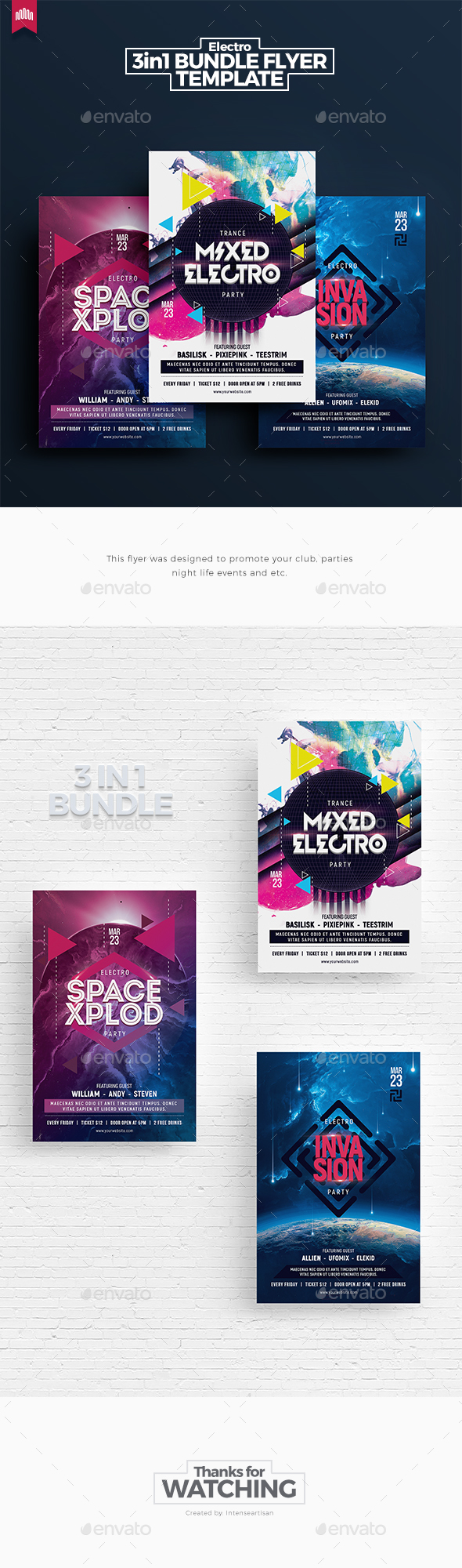 Electro Bundle 3 - Flyer Template - Clubs & Parties Events