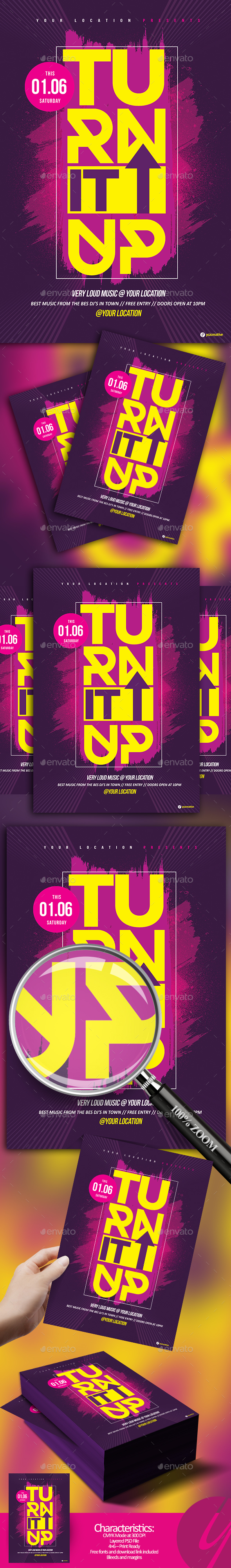Turn It Up Flyer - Clubs & Parties Events