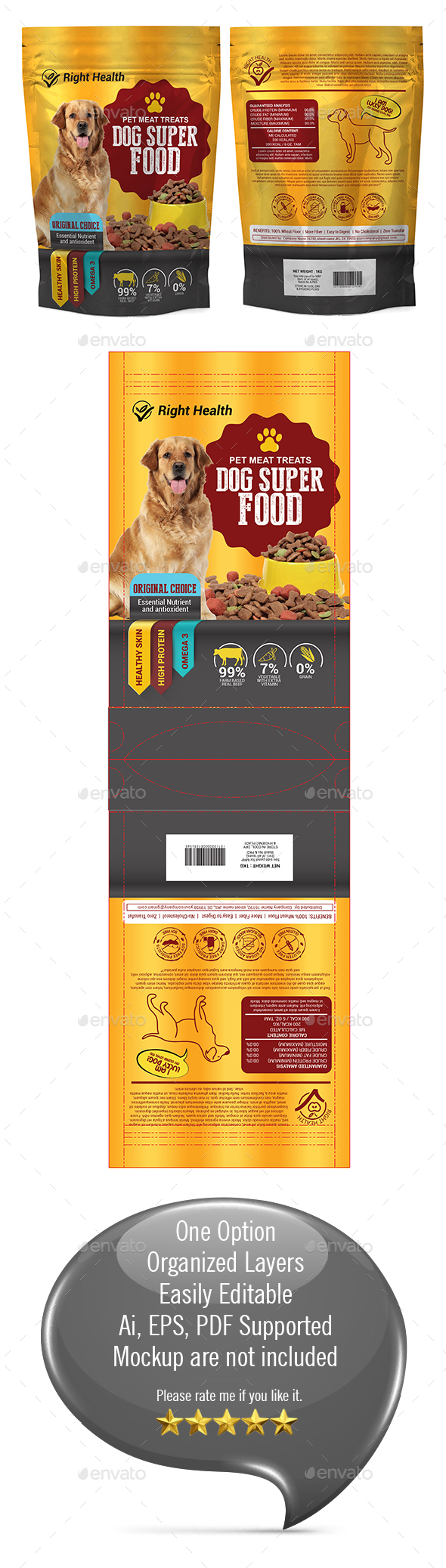 Dog Supplement Packaging Template-03 - Packaging Print Templates