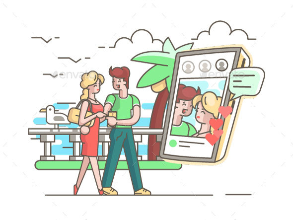Young Couple in Love with Phone - People Characters