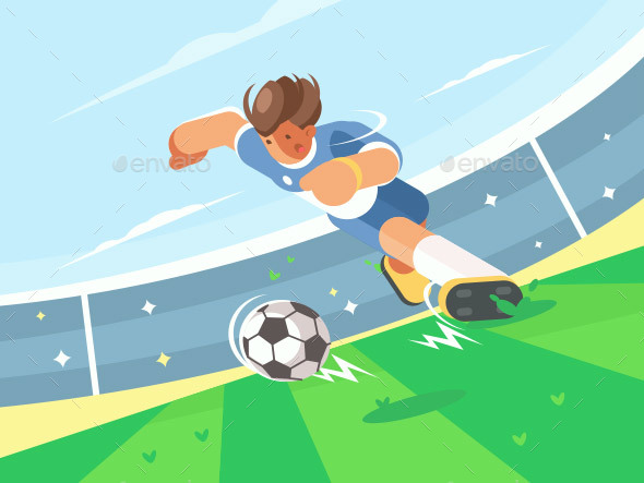 Soccer Player Running with Ball - People Characters