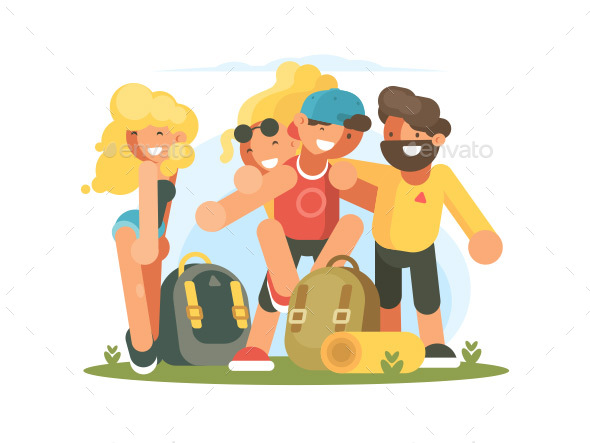 Cheerful Friends Guys and Girls - People Characters
