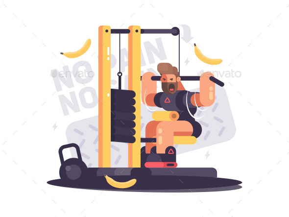 Athlete Trains on Sport Apparatus - People Characters
