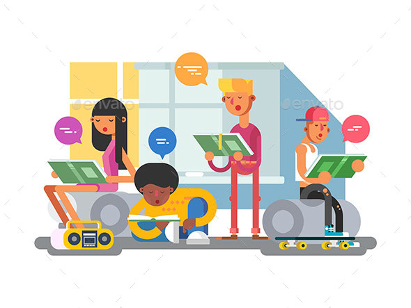 School Students Group - People Characters