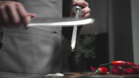 VideoHive Chef Sharpens Knife Preparations for Cooking Food Delivery Choped Vegetables Knife Is Slicing 19978231 VideoHive Chef Sharpens Knife Preparations for Cooking Food Delivery Choped Vegetables Knife Is Slicing 19978231