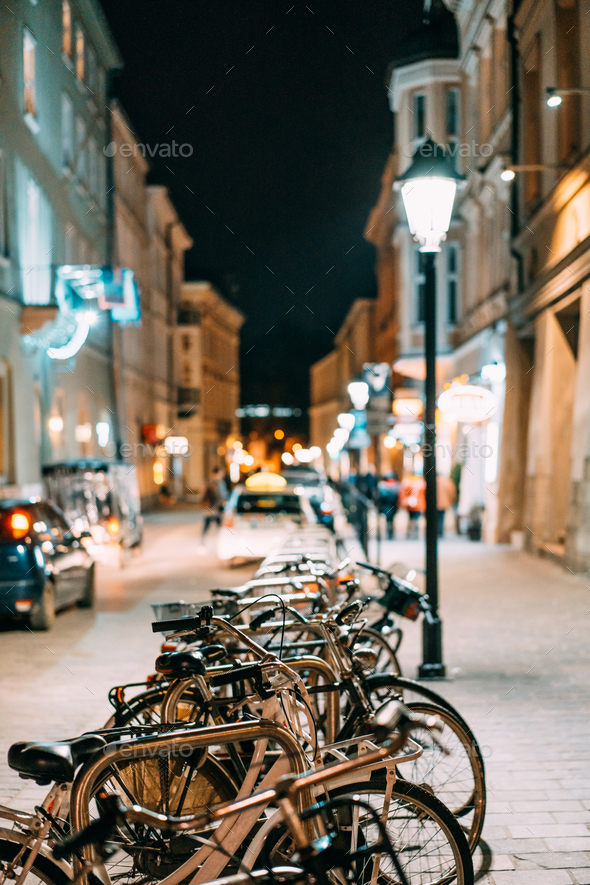 Bicycles for rent parking - Stock Photo - Images