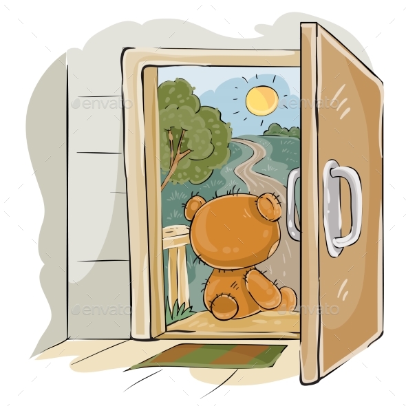 Vector Illustration of a Brown Teddy Bear Sad - Animals Characters