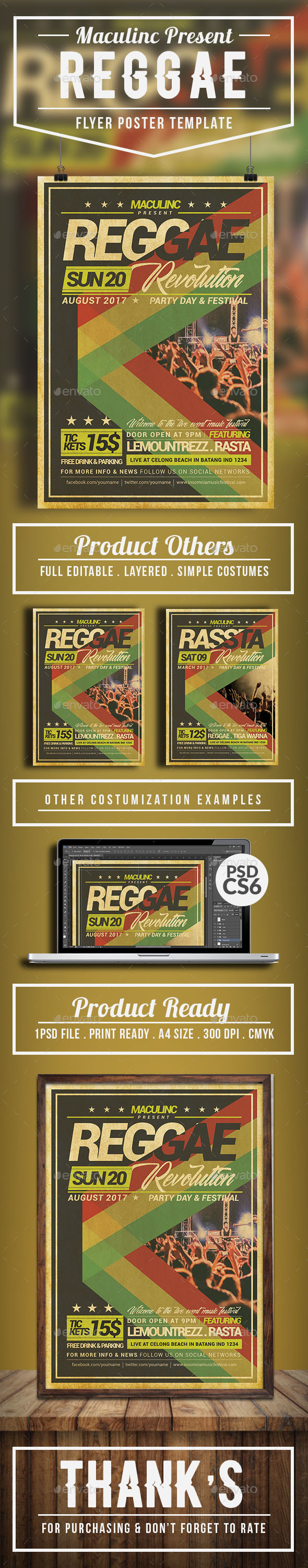 Reggae Roots Flyer/Poster - Concerts Events