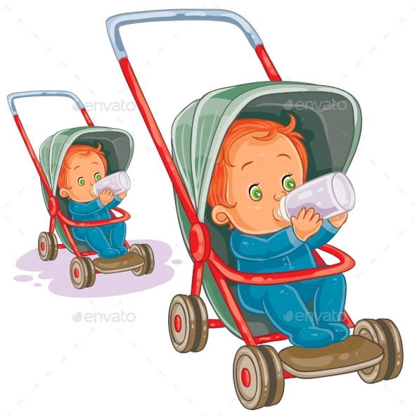 Baby Sitting in a Baby Stroller - People Characters
