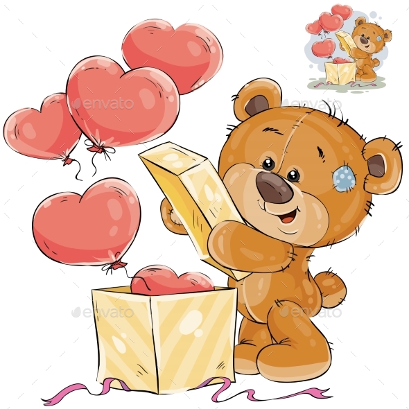 Teddy Bear Opens a Box - Animals Characters