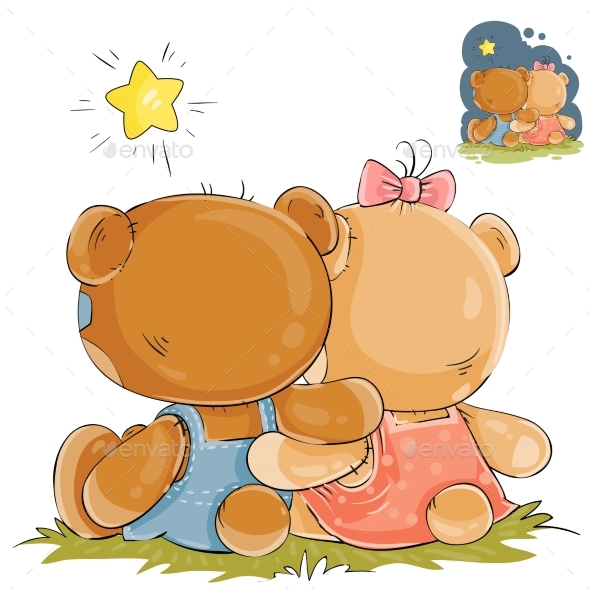 Pair of Teddy Bears - Animals Characters