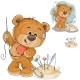 Teddy Bear Sewing, Vectors | GraphicRiver