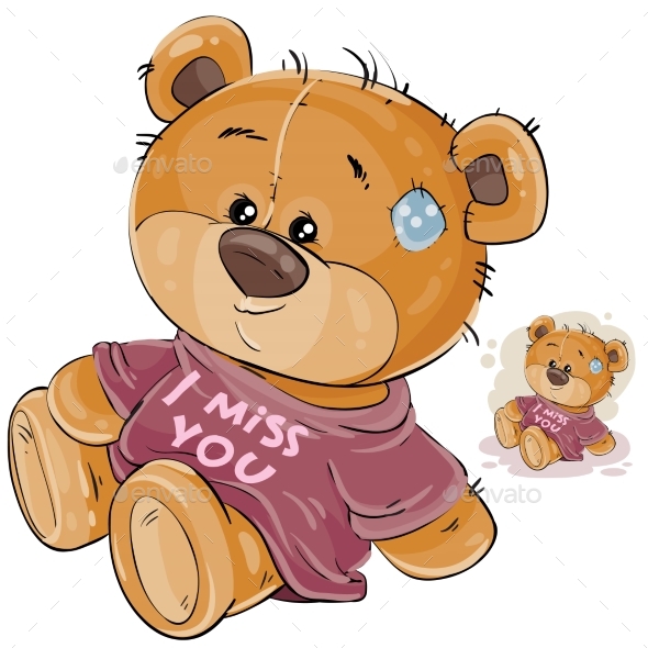 Vector Illustration of a Brown Teddy Bear Dressed - Animals Characters