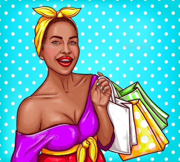 Vector Pop Art Illustration of Woman - People Characters