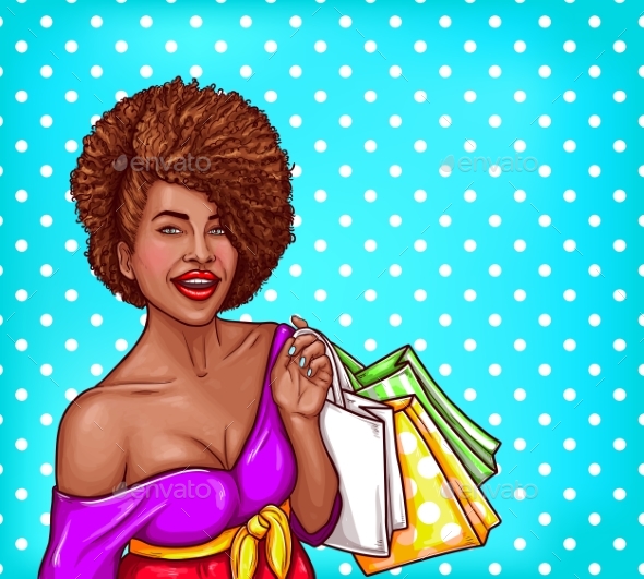 Vector Pop Art Illustration of Woman - People Characters