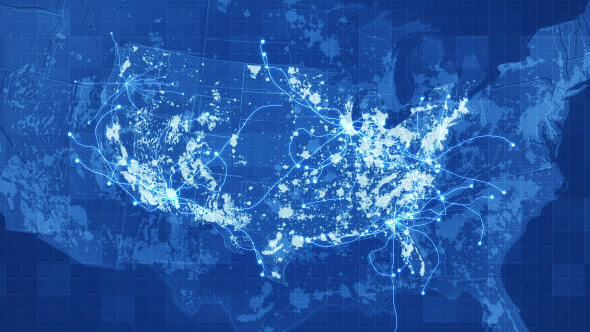 Blue USA Map Global Network Rollback 4K