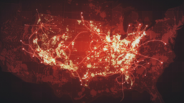Red USA Map Global  Network Rollback 4K