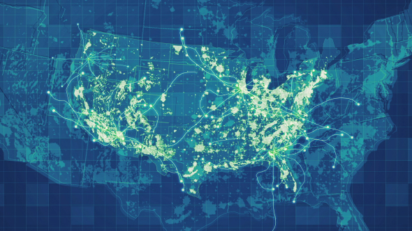 Green USA Map Global Network Rollback 4K