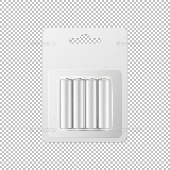 Vector Realistic White Alkaline AA Batteries - Man-made Objects Objects