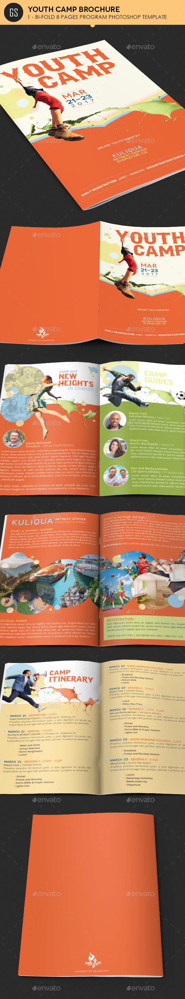 Youth Camp Bi-Fold Brochure Template - Informational Brochures