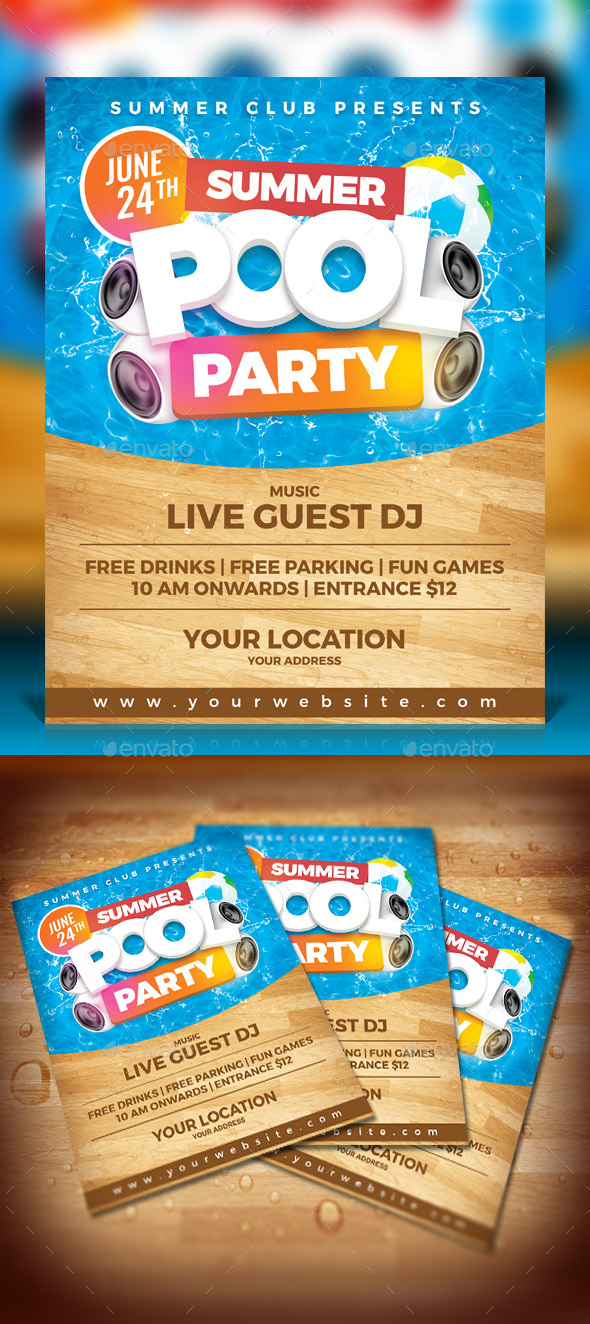 Summer Pool Party - Events Flyers