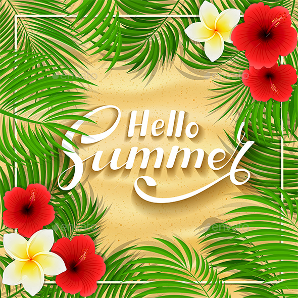 Summer Hawaiian Flowers on Sandy Background - Flowers & Plants Nature