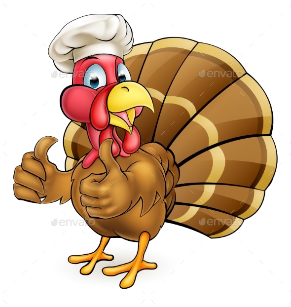 Cartoon Turkey Bird Chef Giving Thumbs Up