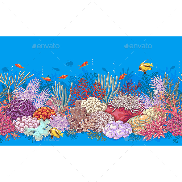 Coral Reef and Fishes Pattern - Landscapes Nature