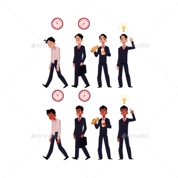 Set of Black and White Businessmen - People Characters