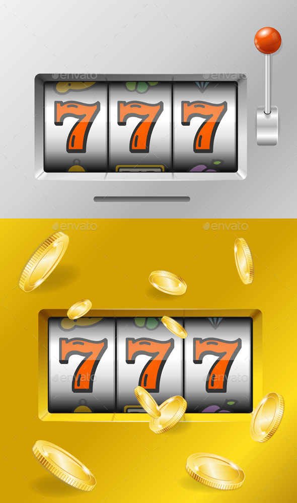Realistic Slot Machine with Gold Coins - Miscellaneous Vectors