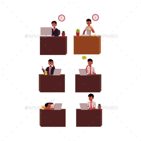 Businessman Working Day - People Characters