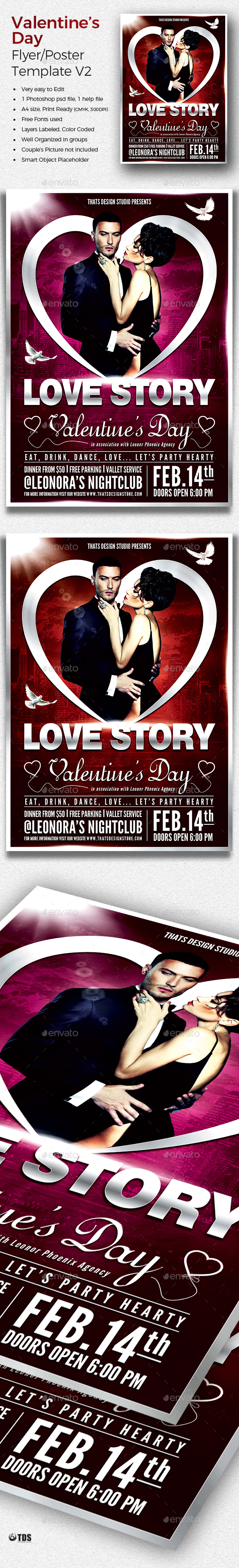 Valentines Day Flyer Template V2 - Clubs & Parties Events