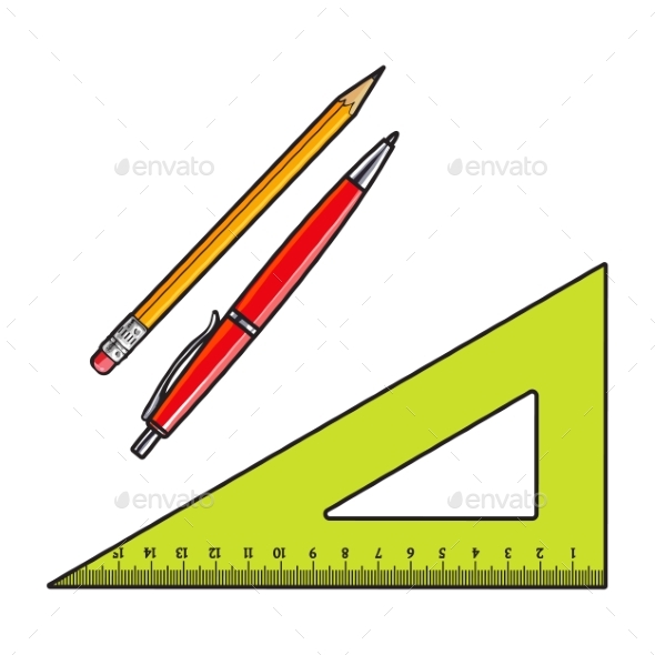 Angle Ruler Pen and Pencil - Miscellaneous Vectors