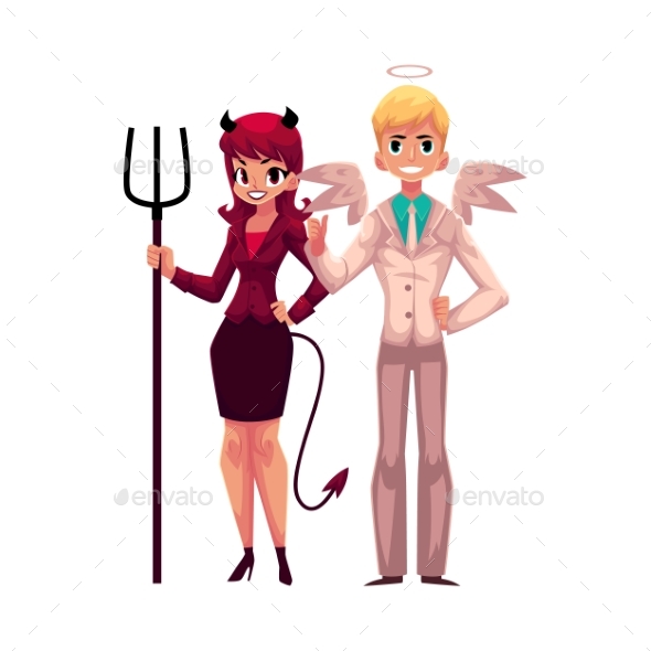 Male Angel and Female Devil Characters - People Characters