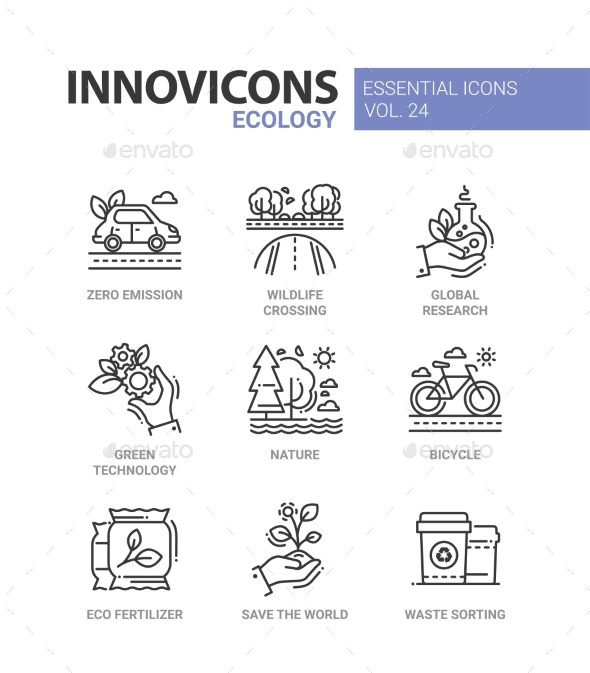 Ecology - Modern Color Vector Single Line Icons - Flowers & Plants Nature
