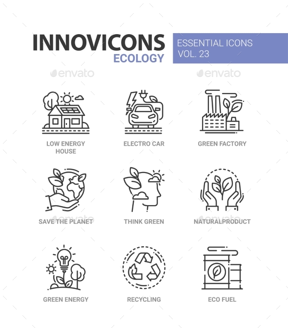 Ecology - Modern Color Vector Single Line Icons - Flowers & Plants Nature