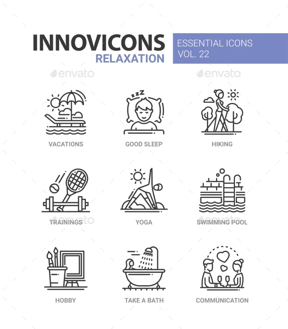 Relaxation - Modern Color Vector Single Line Icon - Miscellaneous Vectors