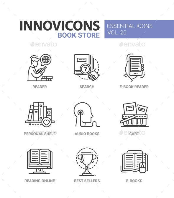 Book Store - Modern Color Vector Single Line Icon - Miscellaneous Vectors