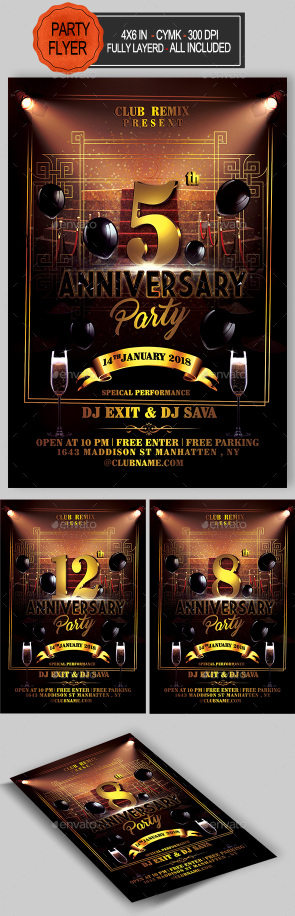 Anniversary Flyer - Clubs & Parties Events