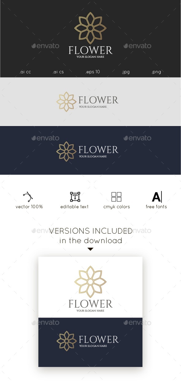 Gold Flower Logo - Nature Logo Templates