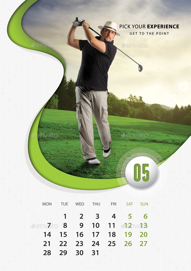 Golf Play Wall Calendar A3 2018 V02 by rapidgraf GraphicRiver