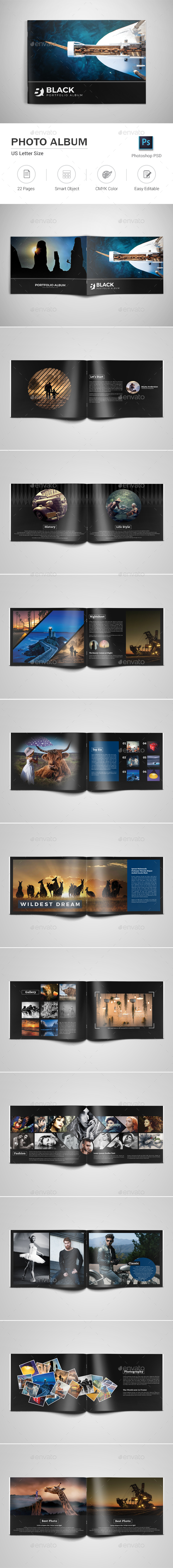 Black Photo Album - Photo Albums Print Templates