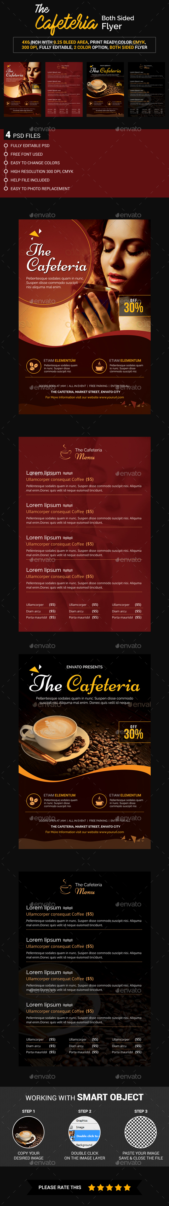 Coffee Flyer (Both sided) Front and Back Side - Restaurant Flyers