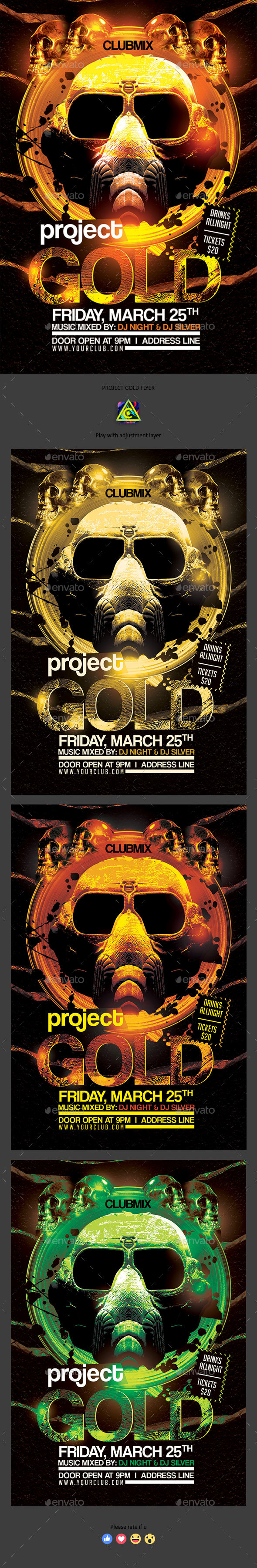 Project Gold Flyer - Clubs & Parties Events